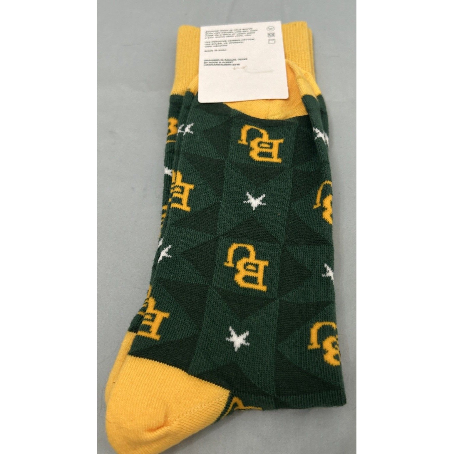 Baylor University Crew Socks Green Where Lights Shine Bright One Size — image 3 of 5